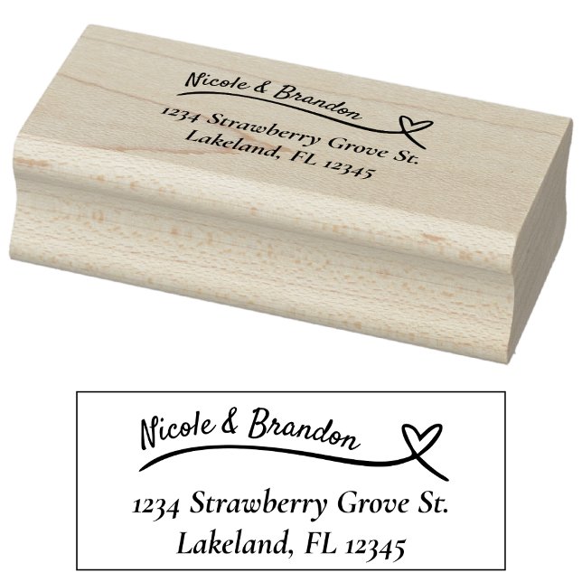 Simple Black Heart Wedding Return Address Rubber Stamp (Simple Black Heart Wedding Return Address Rubber Stamp)