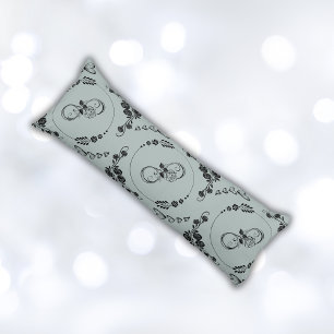 Simple Black Hearts, Floral, Infinity on Grey   Body Cushion