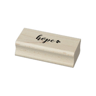 Simple Black Hope with Leaves Rubber Stamp