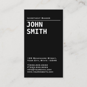 Simple Black Investment Banker Business Card
