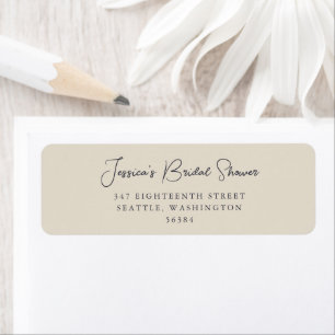 Simple Black Ivory Bridal Shower Return Address Label