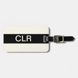 Simple Black Ivory Monogram Initials Luggage Tag