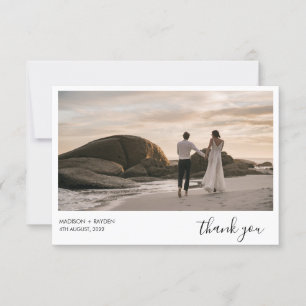 Simple Black Landscape Photo wedding Thank You Card
