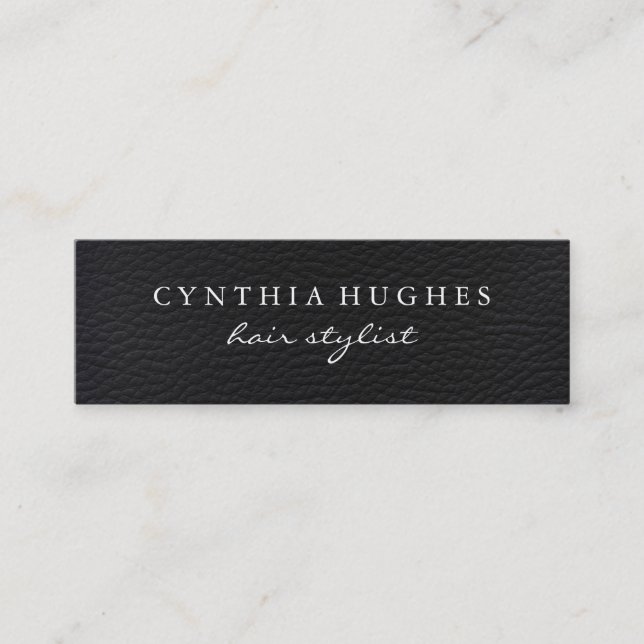Simple Black Leather Mini Business Card (Front)