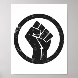 Simple Black Life Material Protest Power Fist Wide Poster