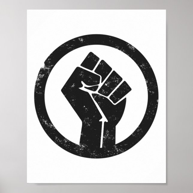 Simple Black Life Material Protest Power Fist Wide Poster (Front)