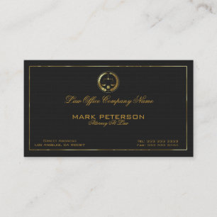 Simple Black Linen Texture Attorney In Law Business Card