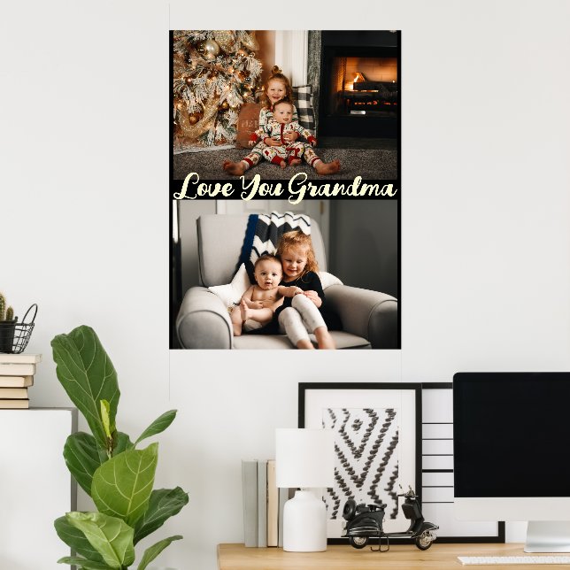 Simple Black Love You Grandma Custom photo  Poster (Home Office)
