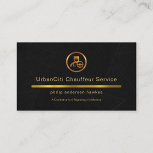 Simple Black Marble Gold Line Chauffeur Business Card