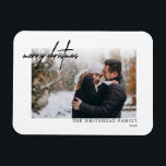 Simple Black Merry Christmas White Card Magnet<br><div class="desc">Wish your friends and family Merry Christmas this holiday season with this photo Christmas card. Remember to add envelopes to your order.</div>