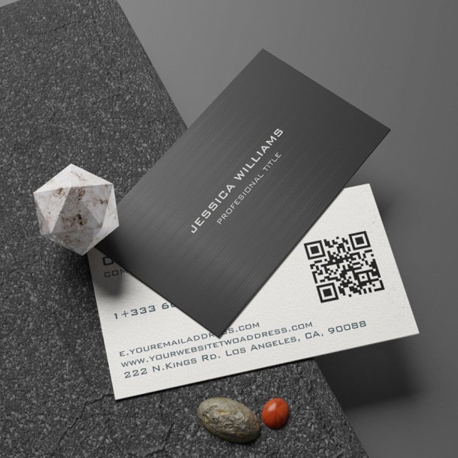 Simple Black Metallic Look  Business Card (Creator Uploaded)