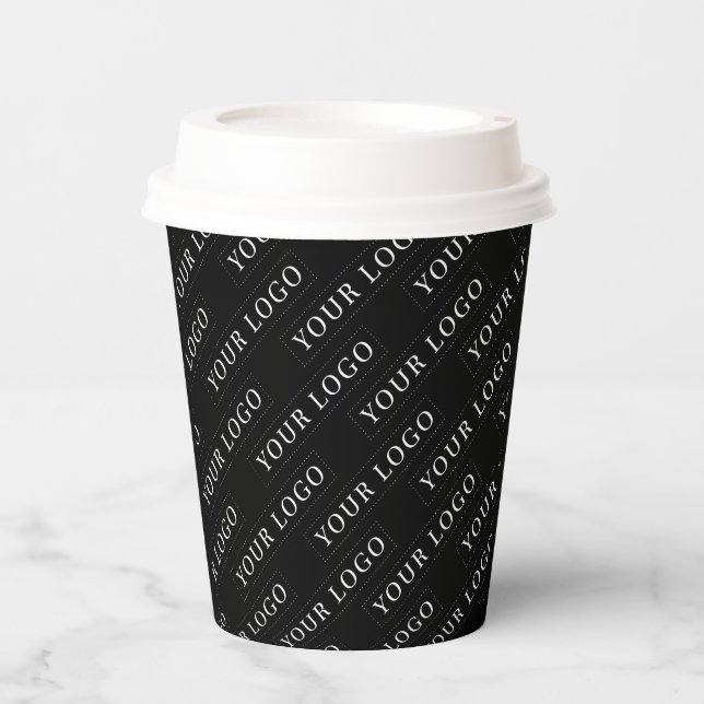 Simple Black Minimal Business Logo Pattern Paper C Paper Cups (Front)