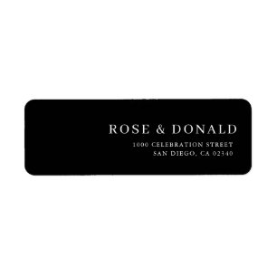 Simple black minimal custom wedding address label return address label