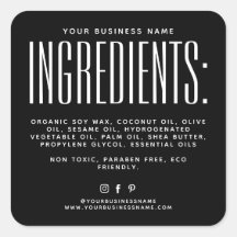 Simple black minimalist candle ingredients label