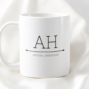 Simple Black Minimalist Modern Initials Monogram Coffee Mug