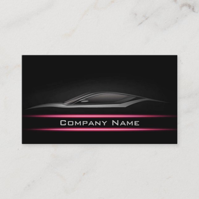 Simple Black Minimalist Pink Line Car Card (Front)
