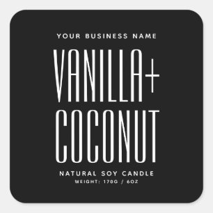 Simple black minimalist soy wax melts candle label