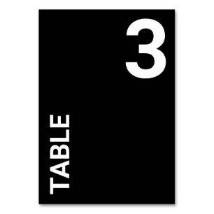 Simple Black Minimalist Table Number card