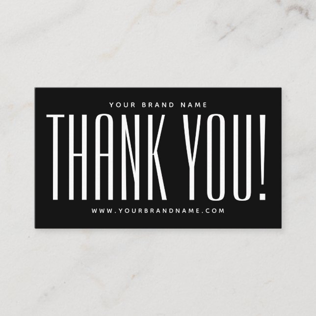 Simple black minimalist thank you business card (Front)