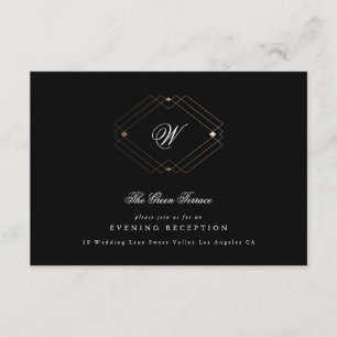 Simple Black Modern Geometric Gold Wedding Enclosure Card