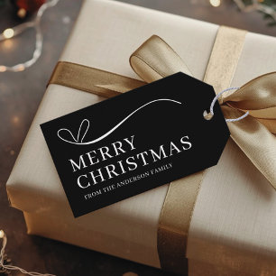 Simple black modern Merry Christmas Gift Tags