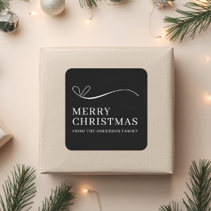 Simple black modern Merry Christmas  Square Sticker