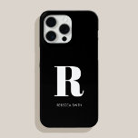 Simple Black Modern Monogram iPhone 15 Pro Max Case<br><div class="desc">Simple Modern Initial Monogram Phone Case. Create your own personalised iPhone Case with custom initial name.</div>