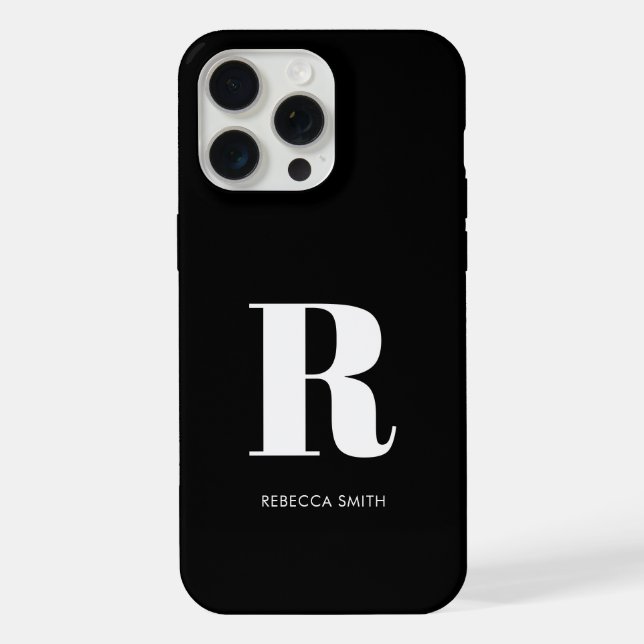 Simple Black Modern Monogram iPhone Case (Back)