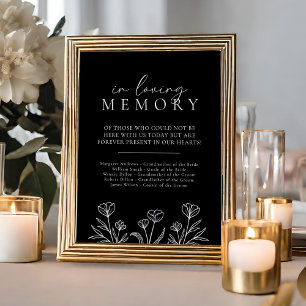 Simple Black Modern Wedding In Loving Memory Sign