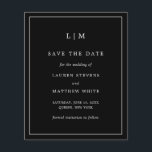 Simple Black Monogram Budget Wedding Save the Date<br><div class="desc">Simple black budget save the date featuring a modern yet elegant design with your two letter monogram at the top and your wedding details surrounded by a thin border.  A chic and stylish design that is great for a minimalist couple.</div>