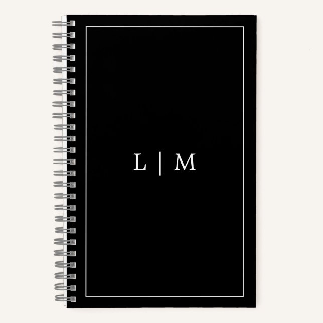 Simple Black Monogram Business Notebook (Front)