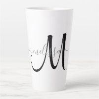 Simple Black Monogram Grey Script Name Custom