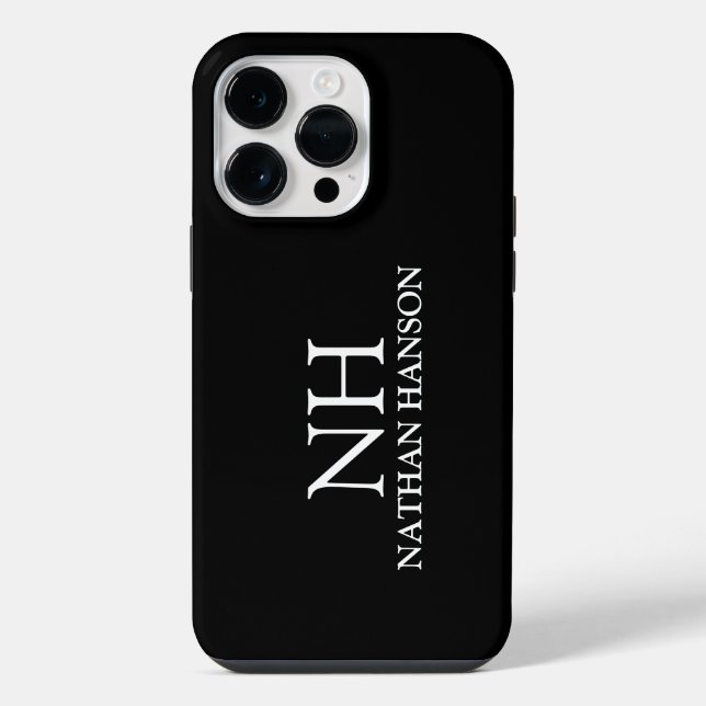 Simple Black Monogram Modern iPhone Case (Back)