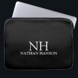 Simple Black Monogram Modern Laptop Sleeve<br><div class="desc">Modern laptop sleeve featuring a simple and minimal black design with your monogram in a bold font along with your name.</div>