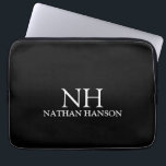 Simple Black Monogram Modern Laptop Sleeve<br><div class="desc">Modern laptop sleeve featuring a simple and minimal black design with your monogram in a bold font along with your name.</div>