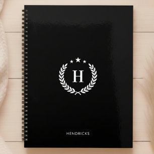 Simple Black Monogram Modern Minimalist Fitness Planner