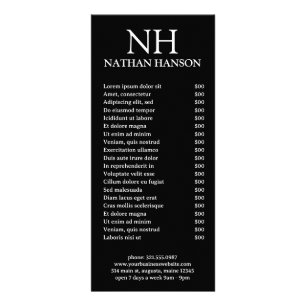 Simple Black Monogram Modern Rack Card
