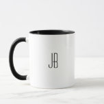 Simple Black Monogram or Name on White Mug<br><div class="desc">Personalise black monogram or name on white background.</div>