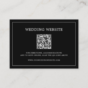 Simple Black Monogram QR Code Elegant Wedding Enclosure Card