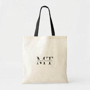 Simple Black Monogram Script Name Tote Bag