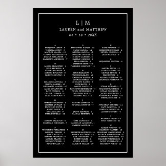 Simple Black Monogram Wedding Seating Chart