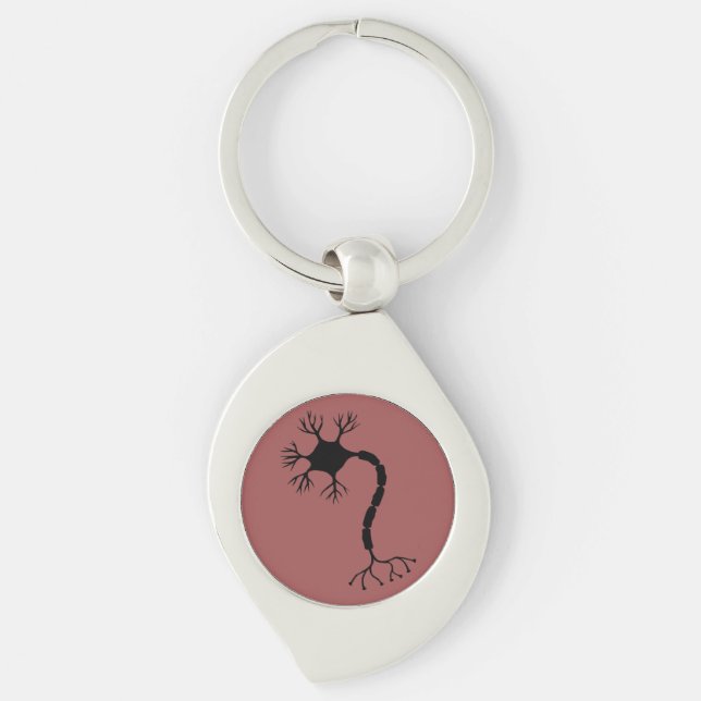 Simple Black Neuron Design Key Ring (Front)