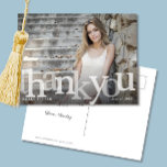 Simple Black Ombre Photo Graduation Thank You Postcard<br><div class="desc">This graduation thank you design features a bold typography overlay showcasing one photo of the new graduate. Click the customise button for more options for modifying the text on the front and back, and/or the photo! Variations of this design as well as coordinating products are available in our shop, zazzle.com/store/doodlelulu....</div>