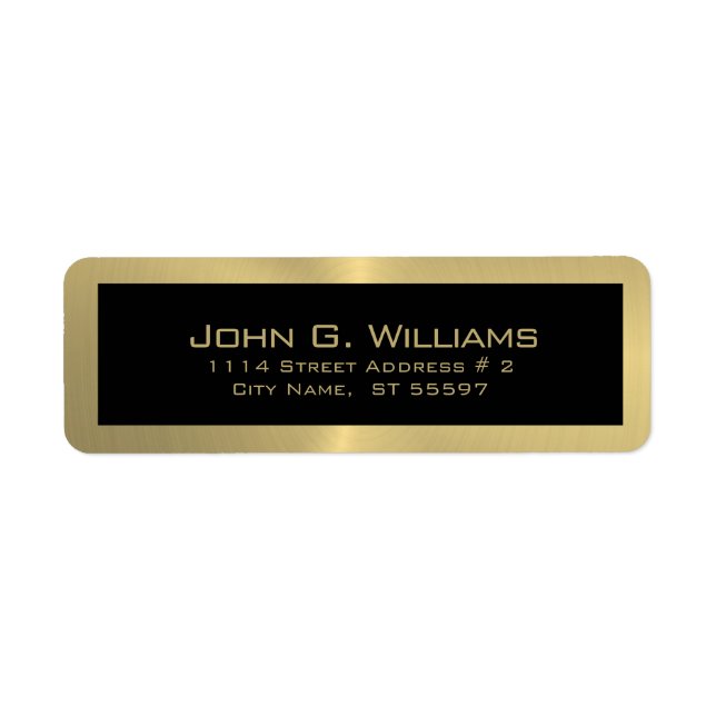 Simple black on gold return address label (Front)