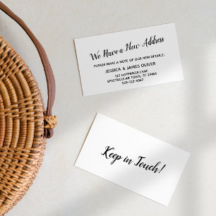 Simple Black on White We Have a New Address Card