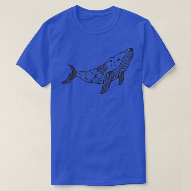 Simple Black on White Whale 17 T-Shirt (Design Front)