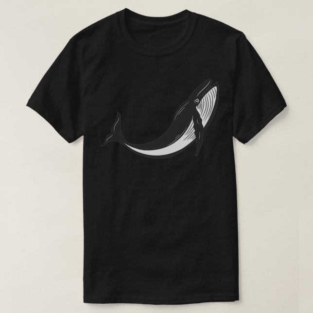 Simple Black on White Whale 23 T-Shirt (Design Front)