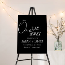 Simple Black One Day Away Rehearsal Dinner Welcome