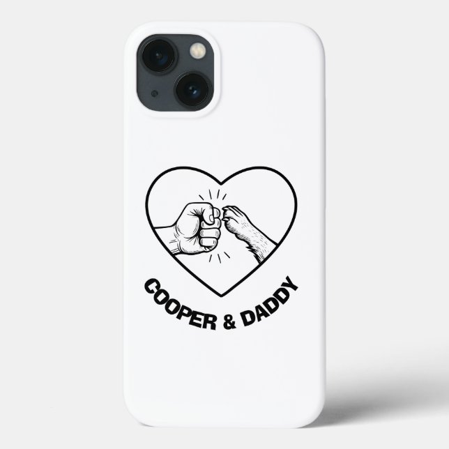 Simple Black Outline Dog and Dad Fist Bump Case-Mate iPhone Case (Back)