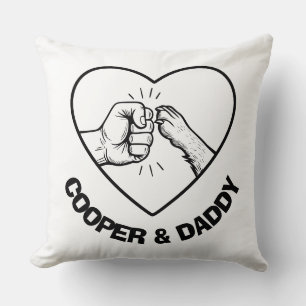 Simple Black Outline Dog and Dad Fist Bump Cushion